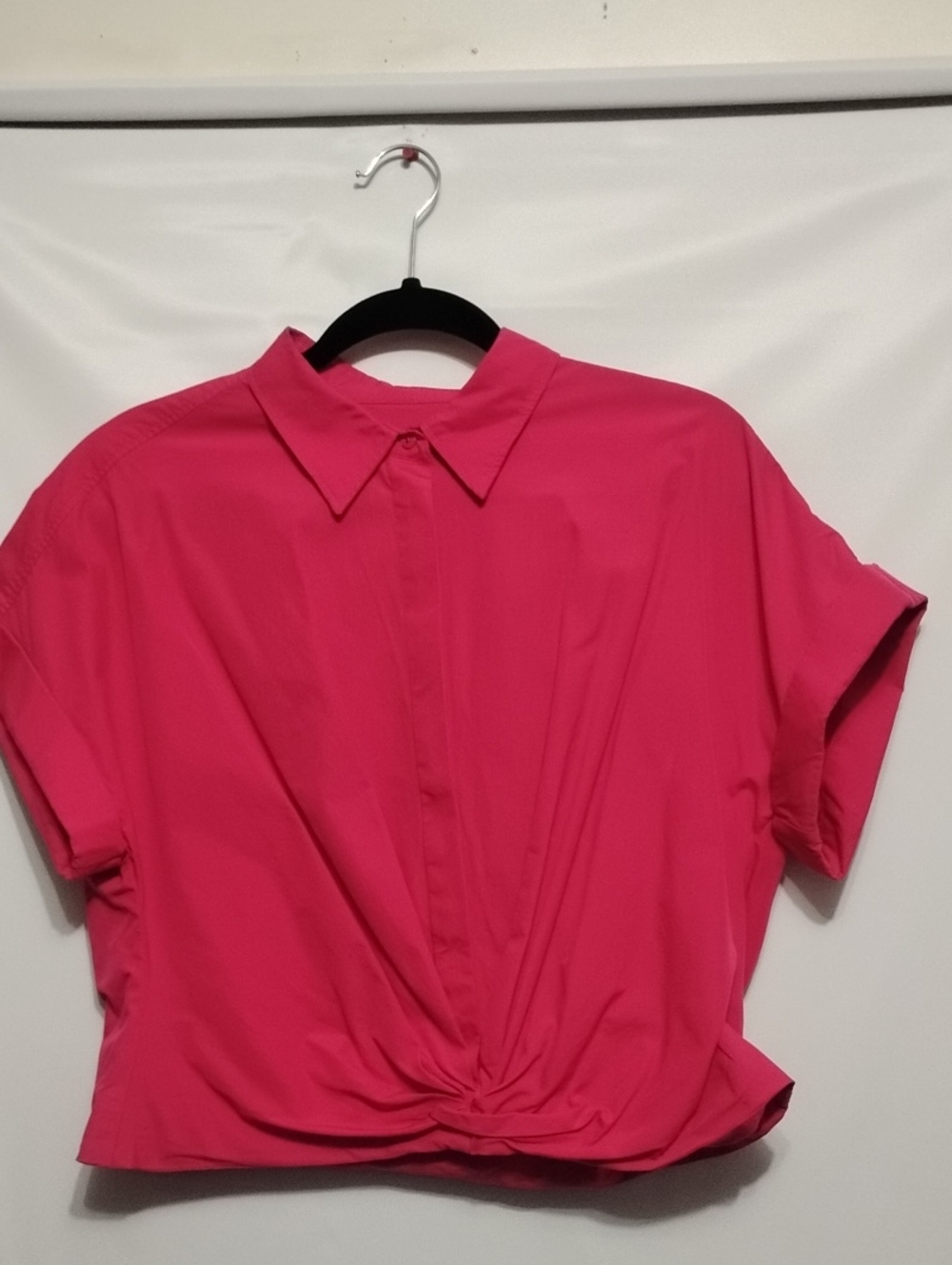 Lauren Ralph Lauren Black Label Women’s 14 Button-Front Twist Hem Top - Hot Pink
